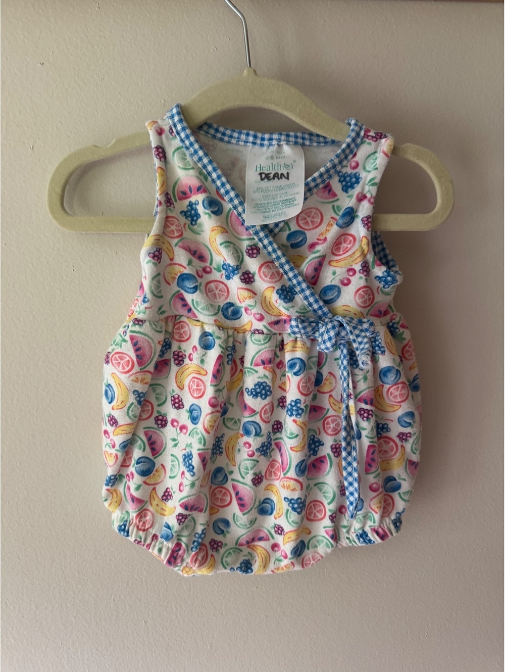 Vintage Healthtex Baby Girl Fruit Print Bubble Romper Sunsuit 0-5 Months 90s Y2K